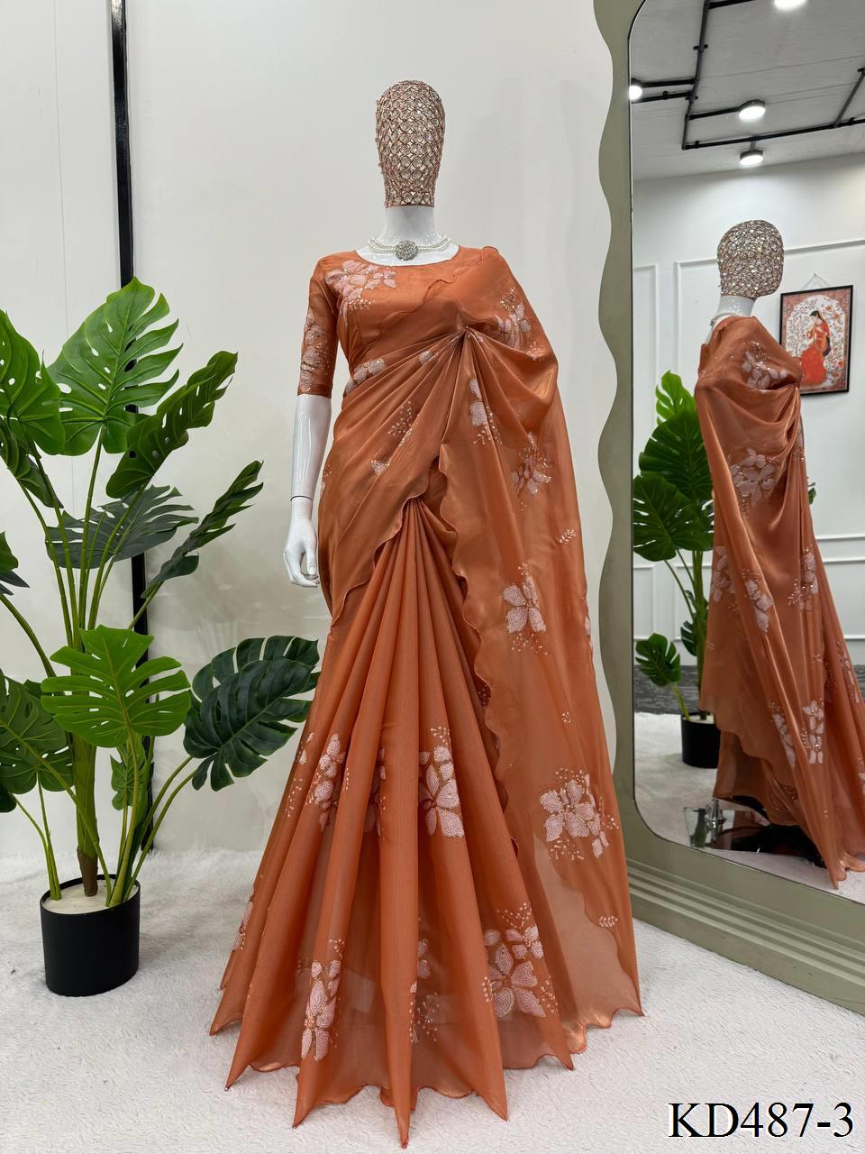 Jimmy Chu Saree With Thred Sequnce work