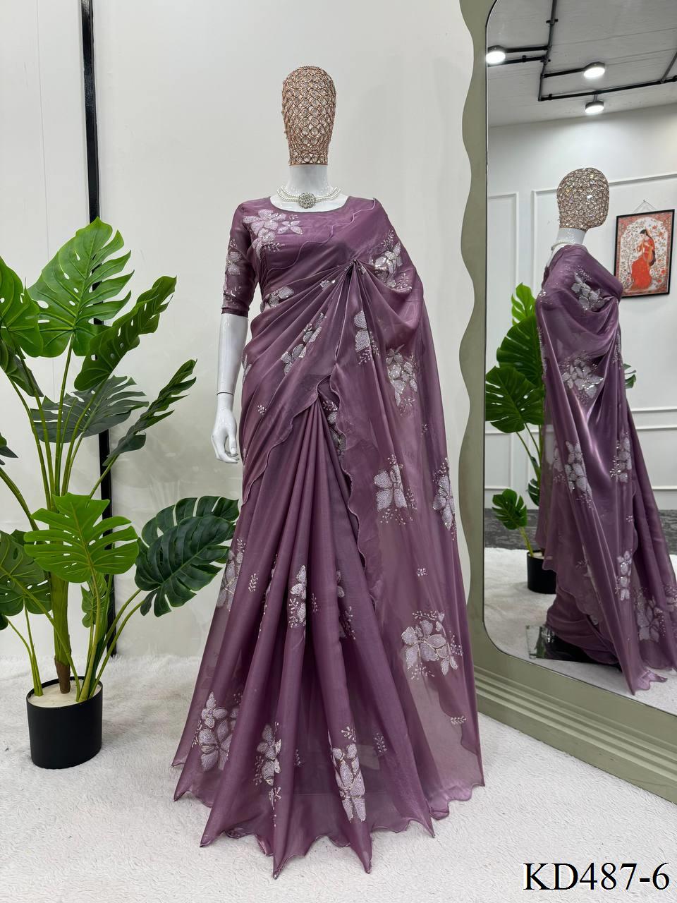 Jimmy Chu Saree With Thred Sequnce work