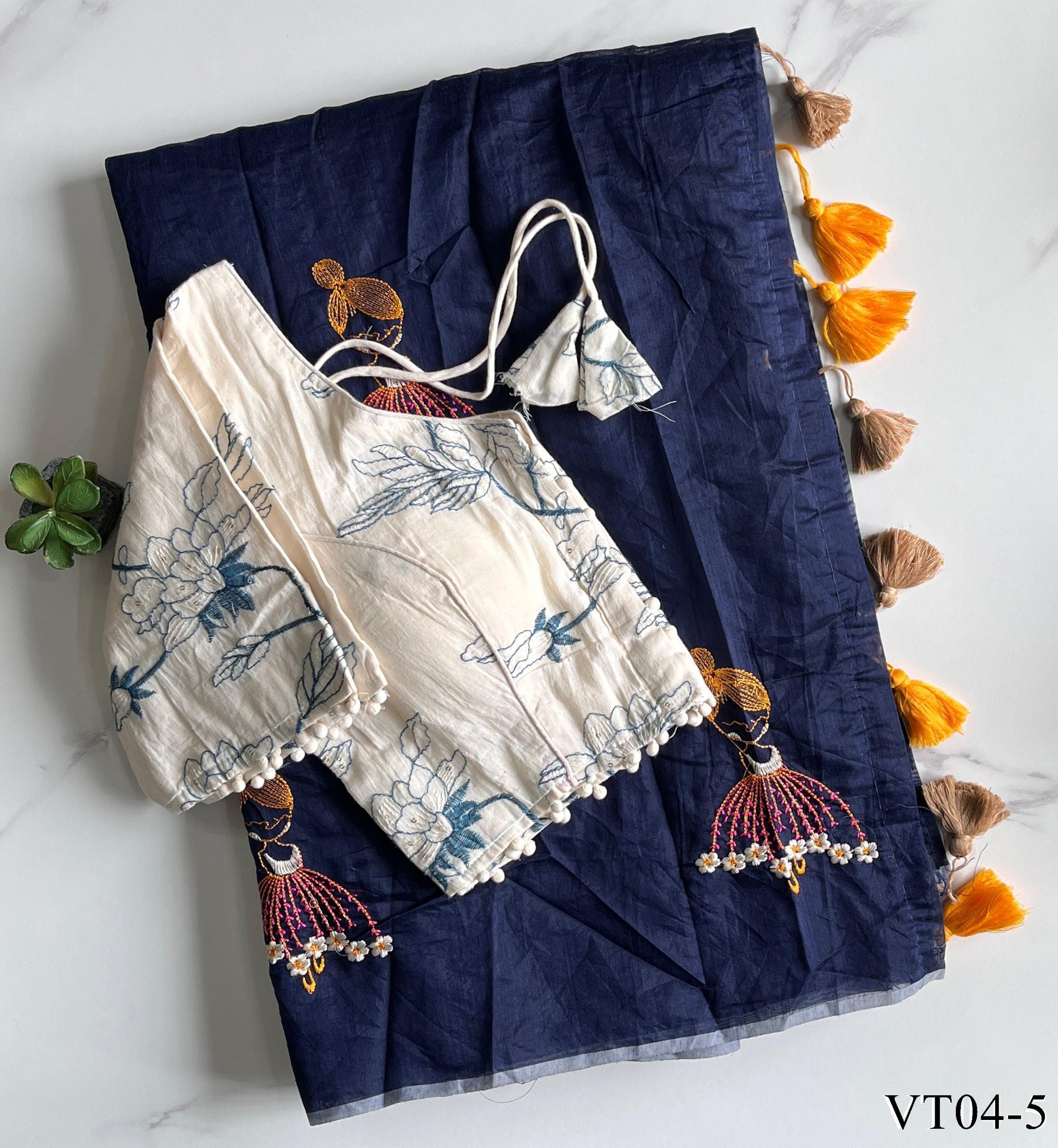 Premium chanderi saree with embroidary work on all over the saree