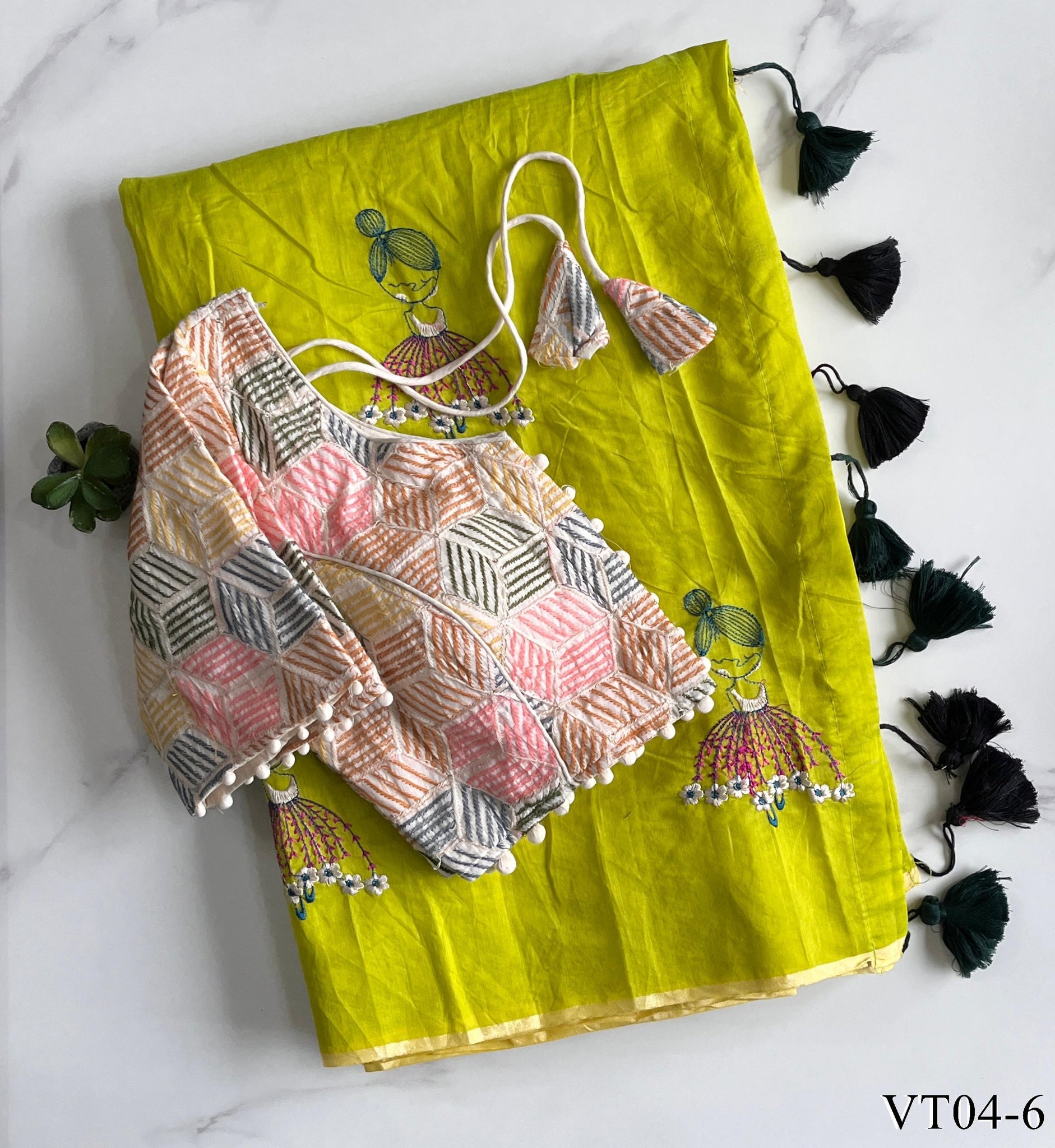 Premium chanderi saree with embroidary work on all over the saree