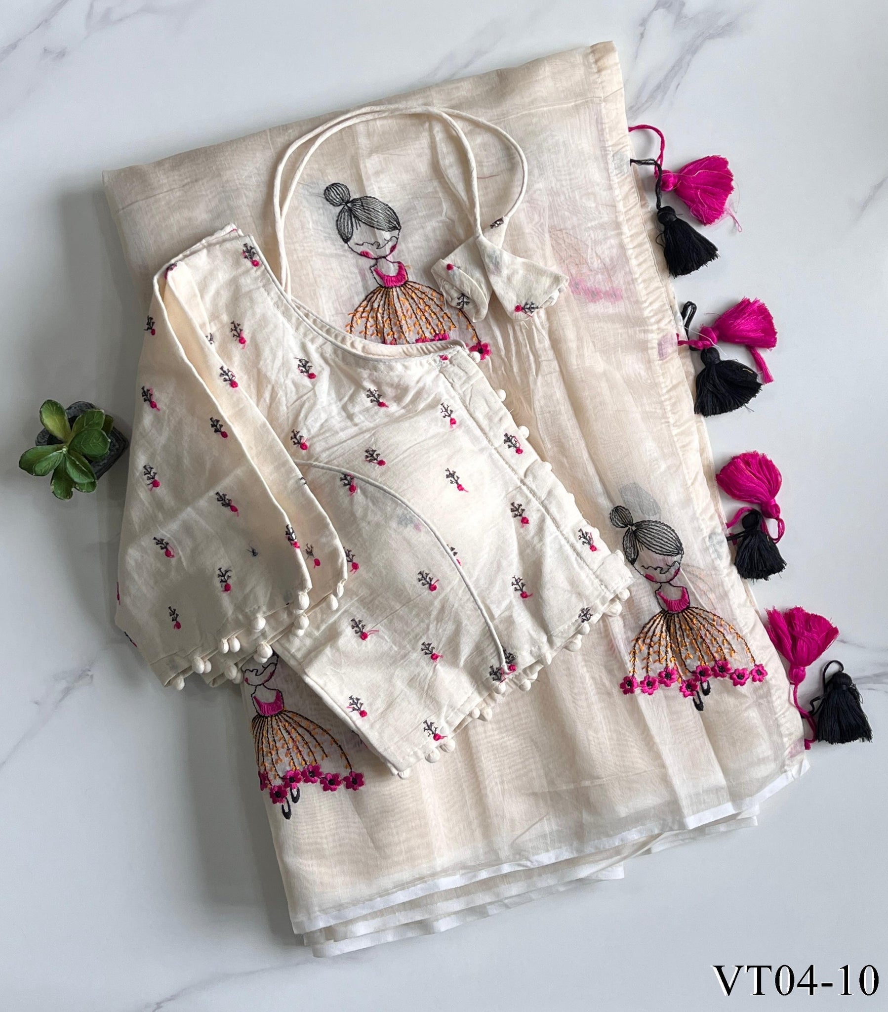 Premium chanderi saree with embroidary work on all over the saree