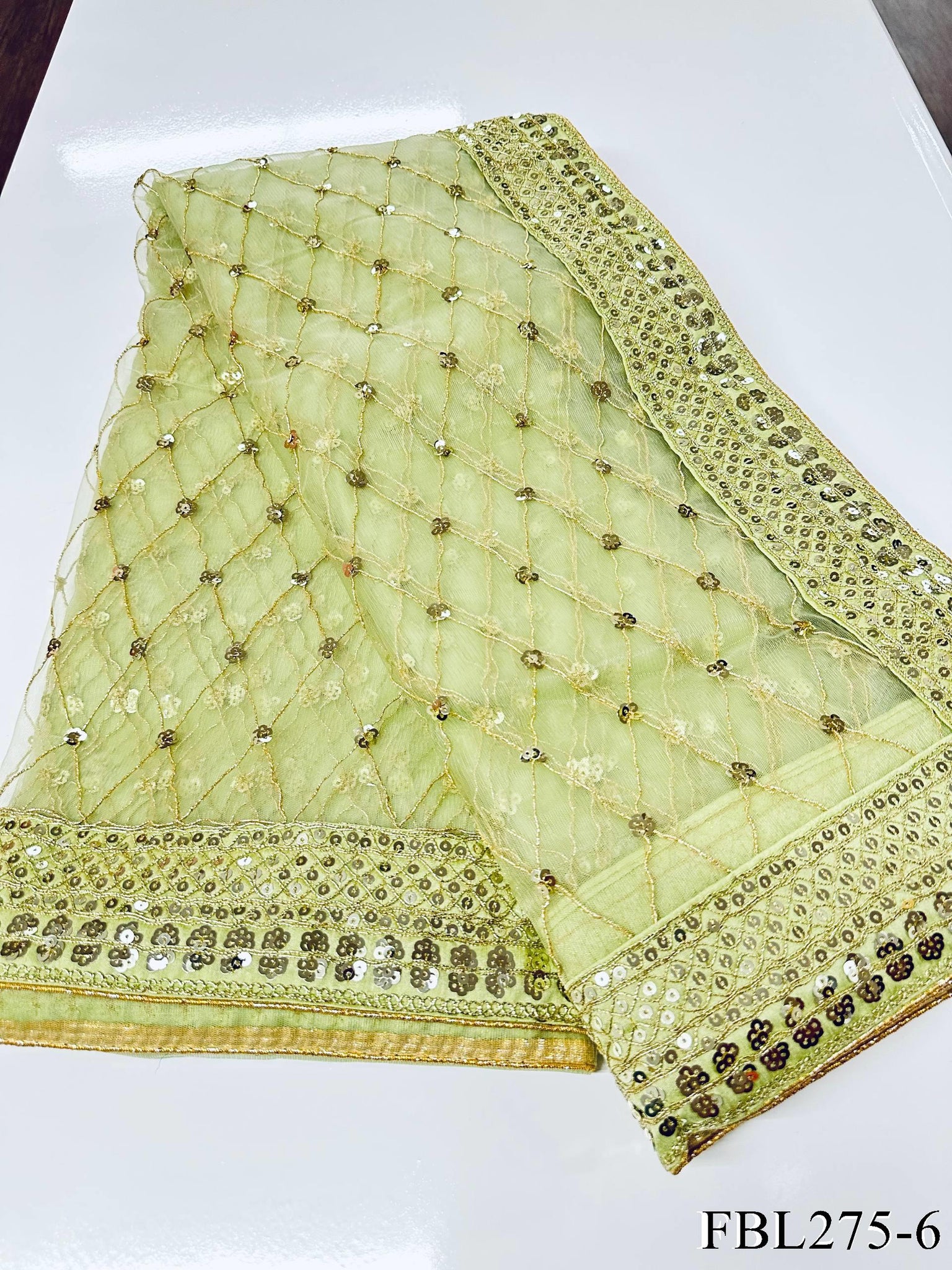 Net saree with Sequins dori Work the saree