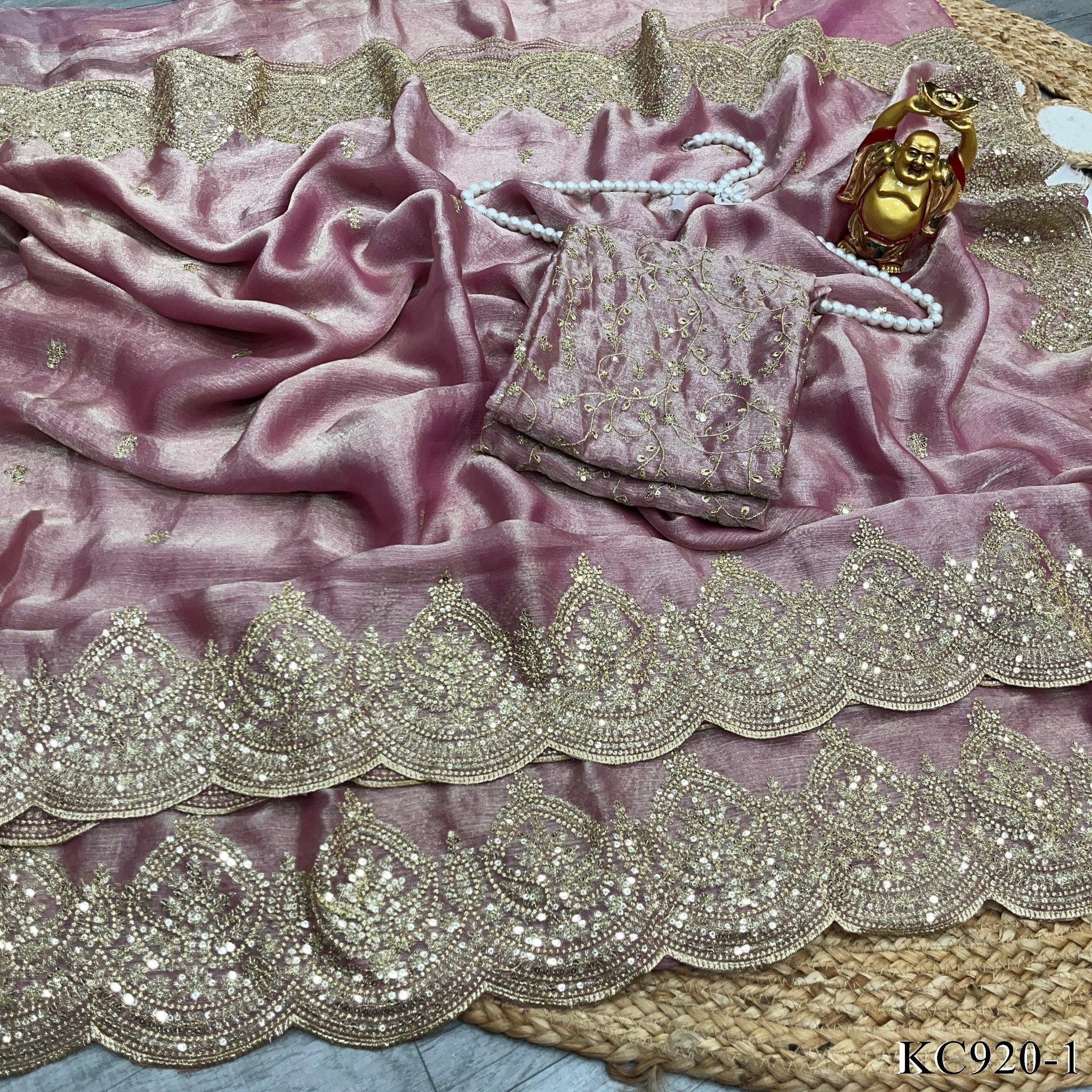 Fendy chiffon saree with seqwance work Work on all over the saree