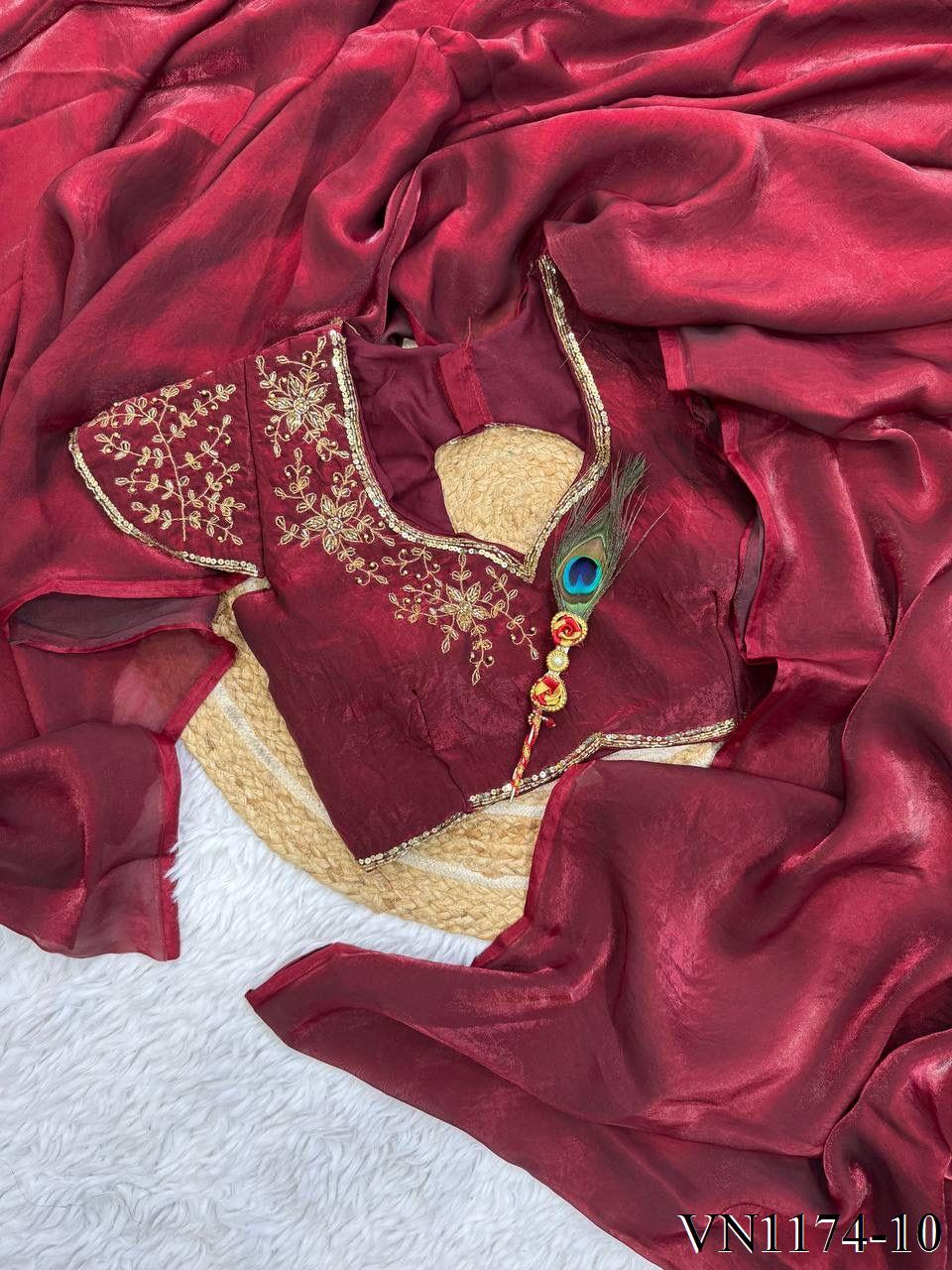 Primium Space with Hand Embroidery work the saree