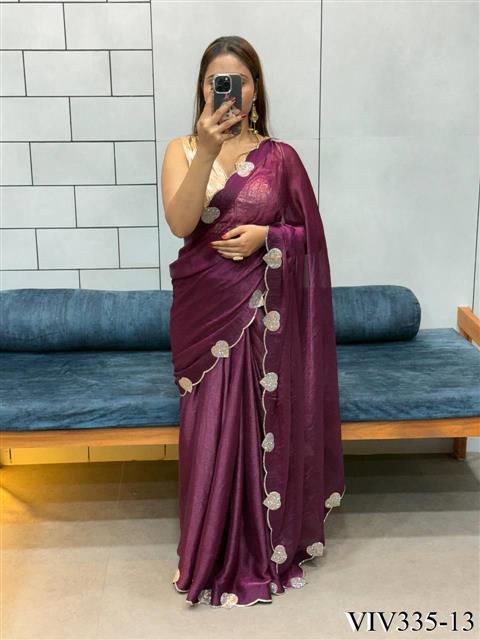 Space Silk Silk with Loving Hart Diamond Cut work the saree