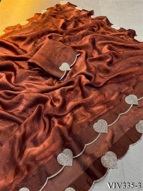 Space Silk Silk with Loving Hart Diamond Cut work the saree
