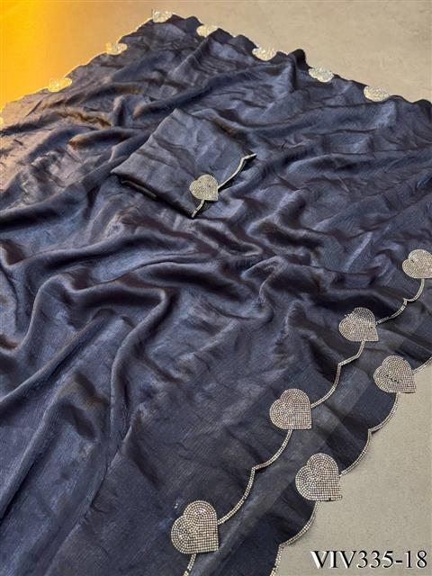 Space Silk Silk with Loving Hart Diamond Cut work the saree