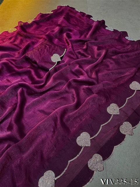 Space Silk Silk with Loving Hart Diamond Cut work the saree
