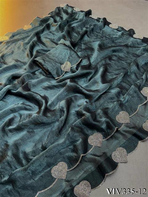 Space Silk Silk with Loving Hart Diamond Cut work the saree