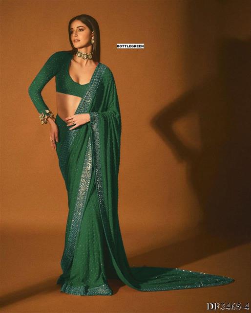 Faux Georgette with Heavy Coading Lace Borde work the saree