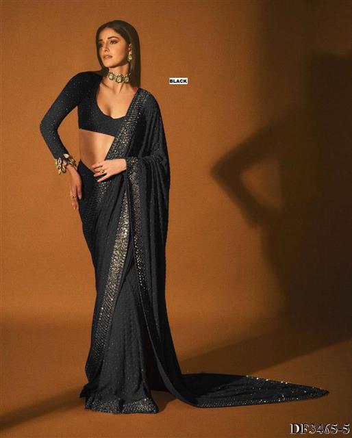 Faux Georgette with Heavy Coading Lace Borde work the saree