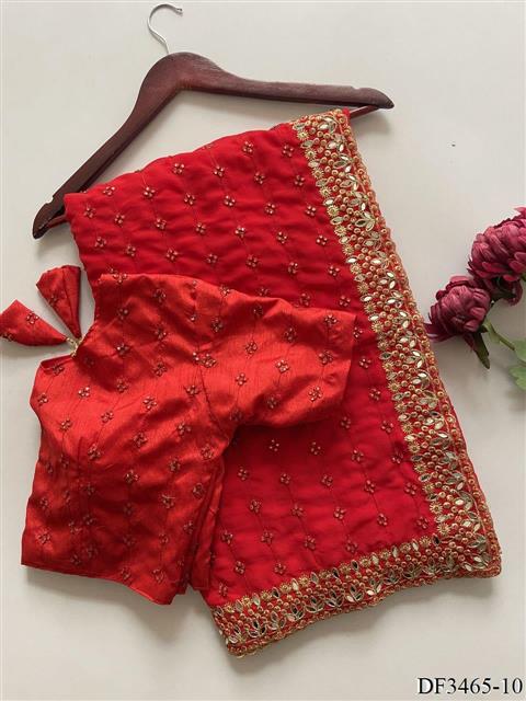 Faux Georgette with Heavy Coading Lace Borde work the saree