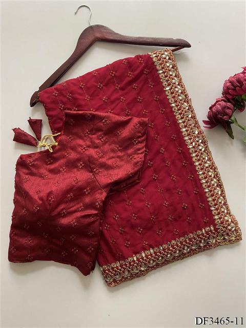 Faux Georgette with Heavy Coading Lace Borde work the saree