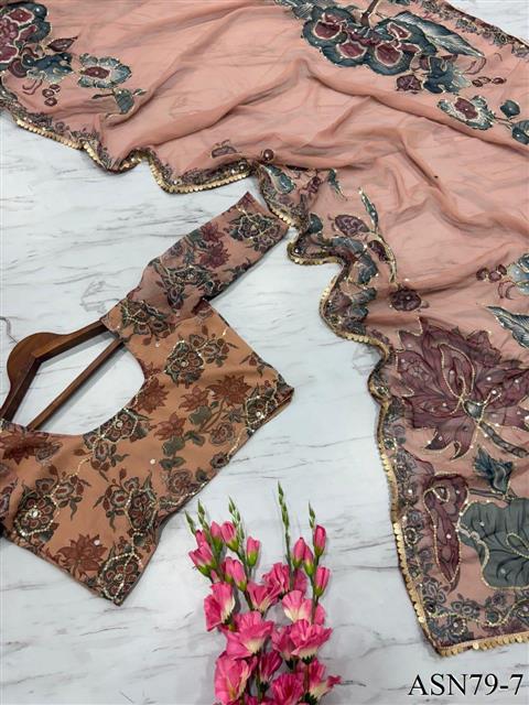 Premium Georgette with Heavy Coading Lace Border work the saree