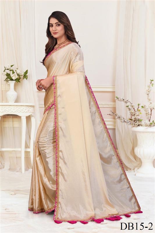 Chinon saree with Heavy Embroidery Thread, Zari work the saree