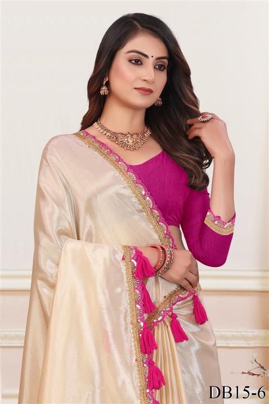 Chinon saree with Heavy Embroidery Thread, Zari work the saree