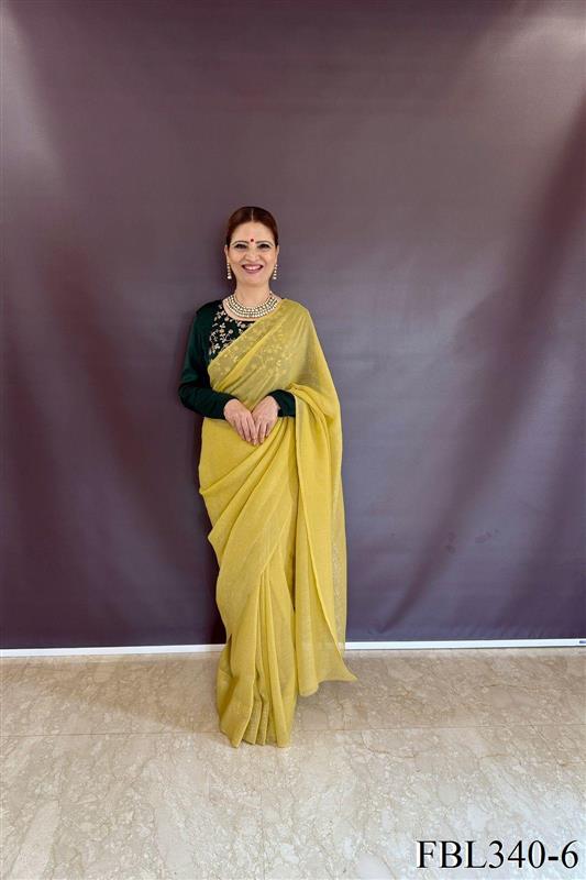 sparkle silk saree with Heavy Plain work the saree