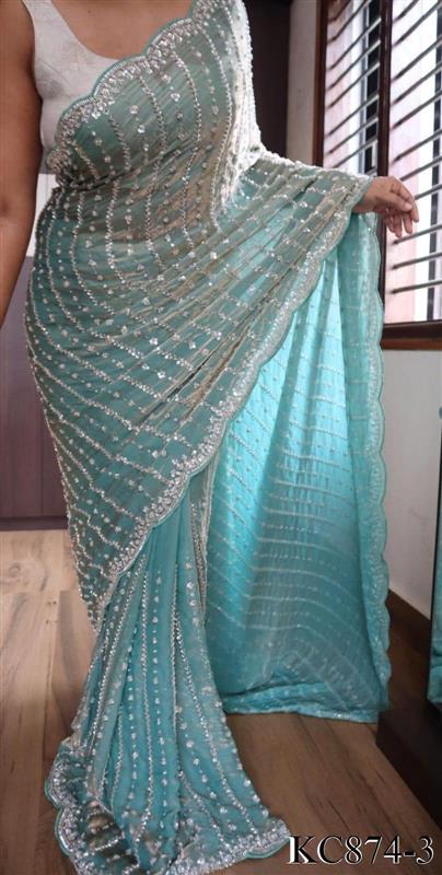 Space silk saree with Heavy Original beeds work the saree