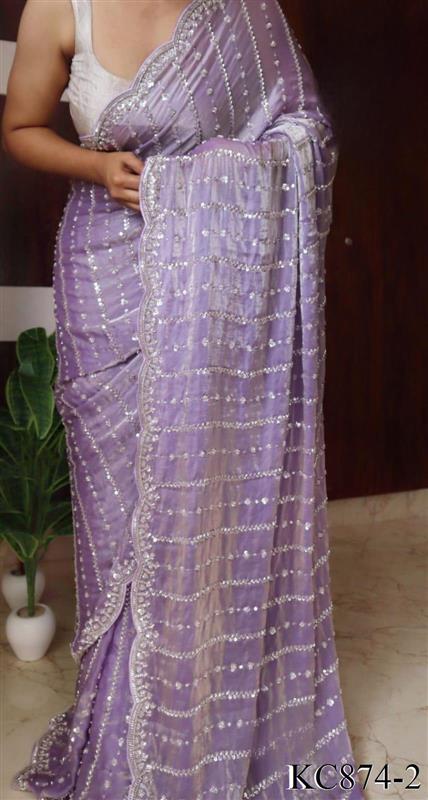 Space silk saree with Heavy Original beeds work the saree