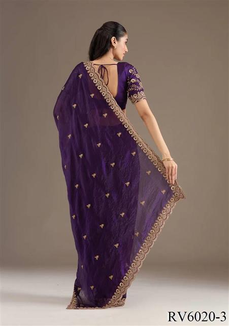 Frendy Satin Silk saree with Heavy Sequins with Jari Dori Embroidery work the saree
