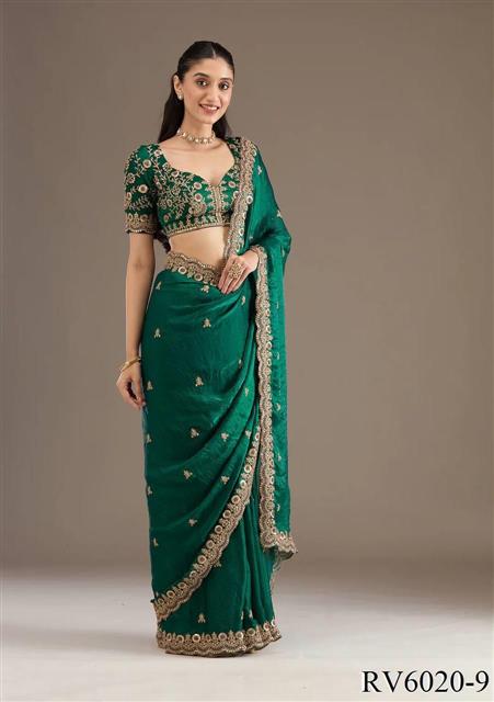 Frendy Satin Silk saree with Heavy Sequins with Jari Dori Embroidery work the saree