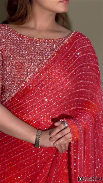 Georgette saree with Heavy Sequins Multy Embroidery work the saree