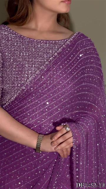 Georgette saree with Heavy Sequins Multy Embroidery work the saree