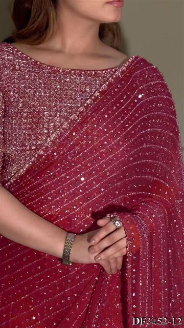 Georgette saree with Heavy Sequins Multy Embroidery work the saree