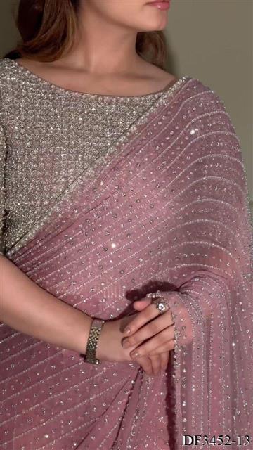 Georgette saree with Heavy Sequins Multy Embroidery work the saree