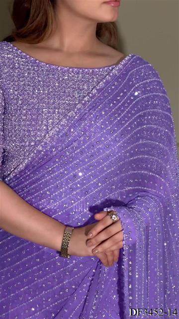 Georgette saree with Heavy Sequins Multy Embroidery work the saree