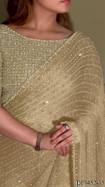 Georgette saree with Heavy Sequins Multy Embroidery work the saree