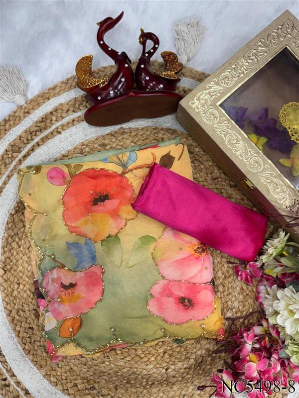 Soft Tebby Silk Saree With Beautiful floral print work