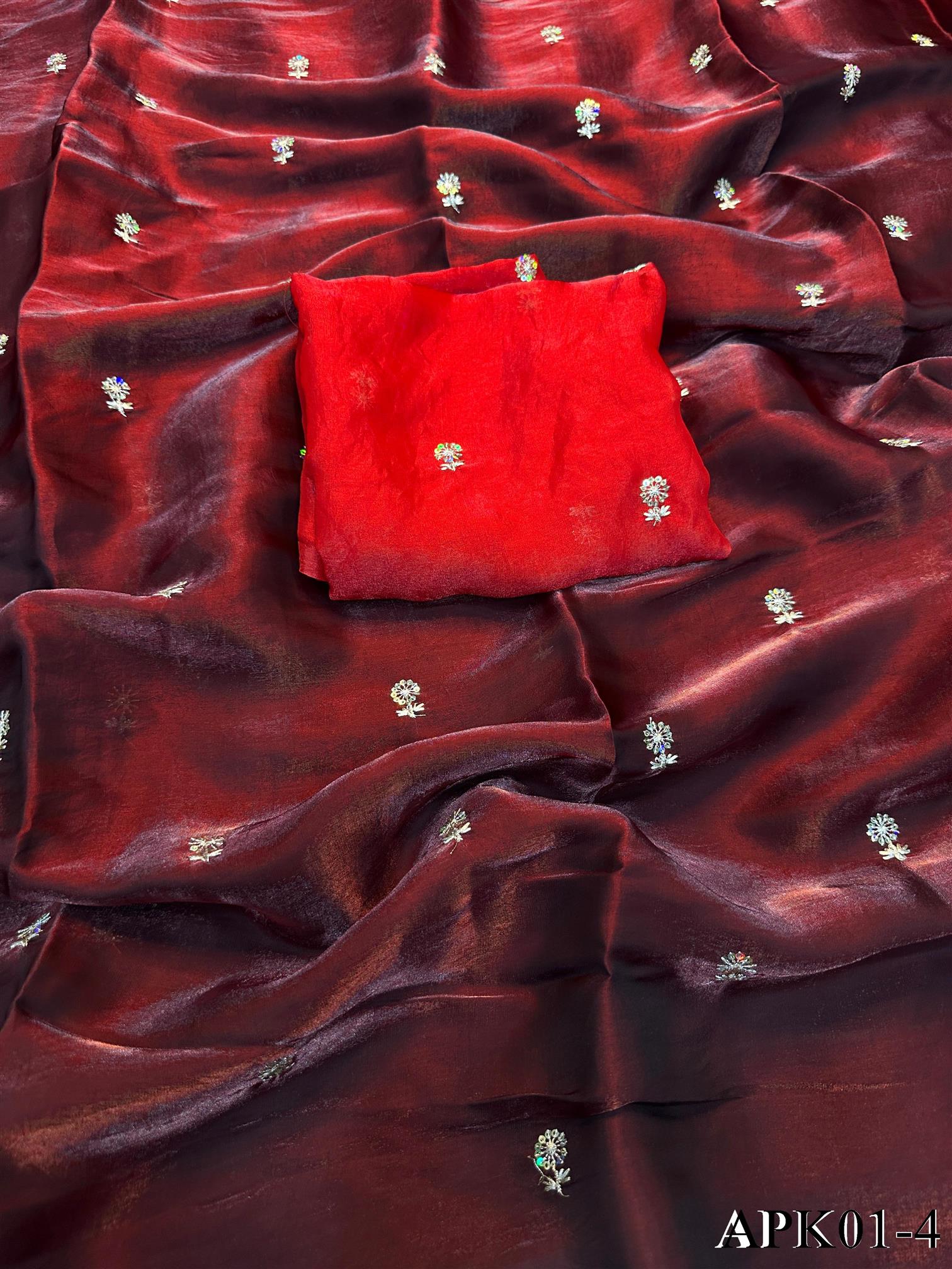 Fendy Sattin Dual Shaded Saree With Beautiful Zari With Sequence Work