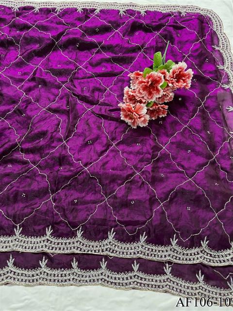 Pure Soft Fandy Silk with Heavy Diamond Khatli Work the saree