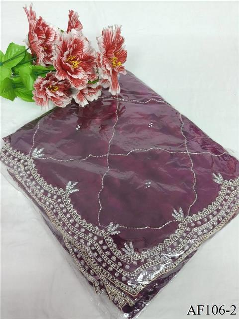 Pure Soft Fandy Silk with Heavy Diamond Khatli Work the saree