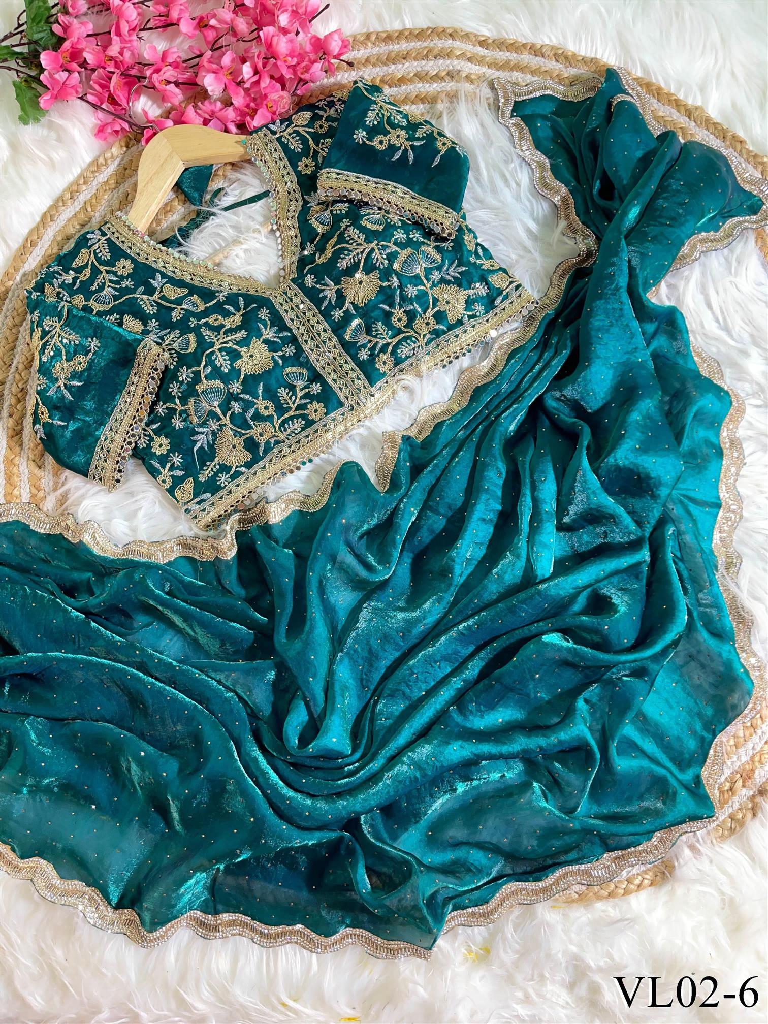soft fendy sartin silk with Heavy jharkhand border Work the saree