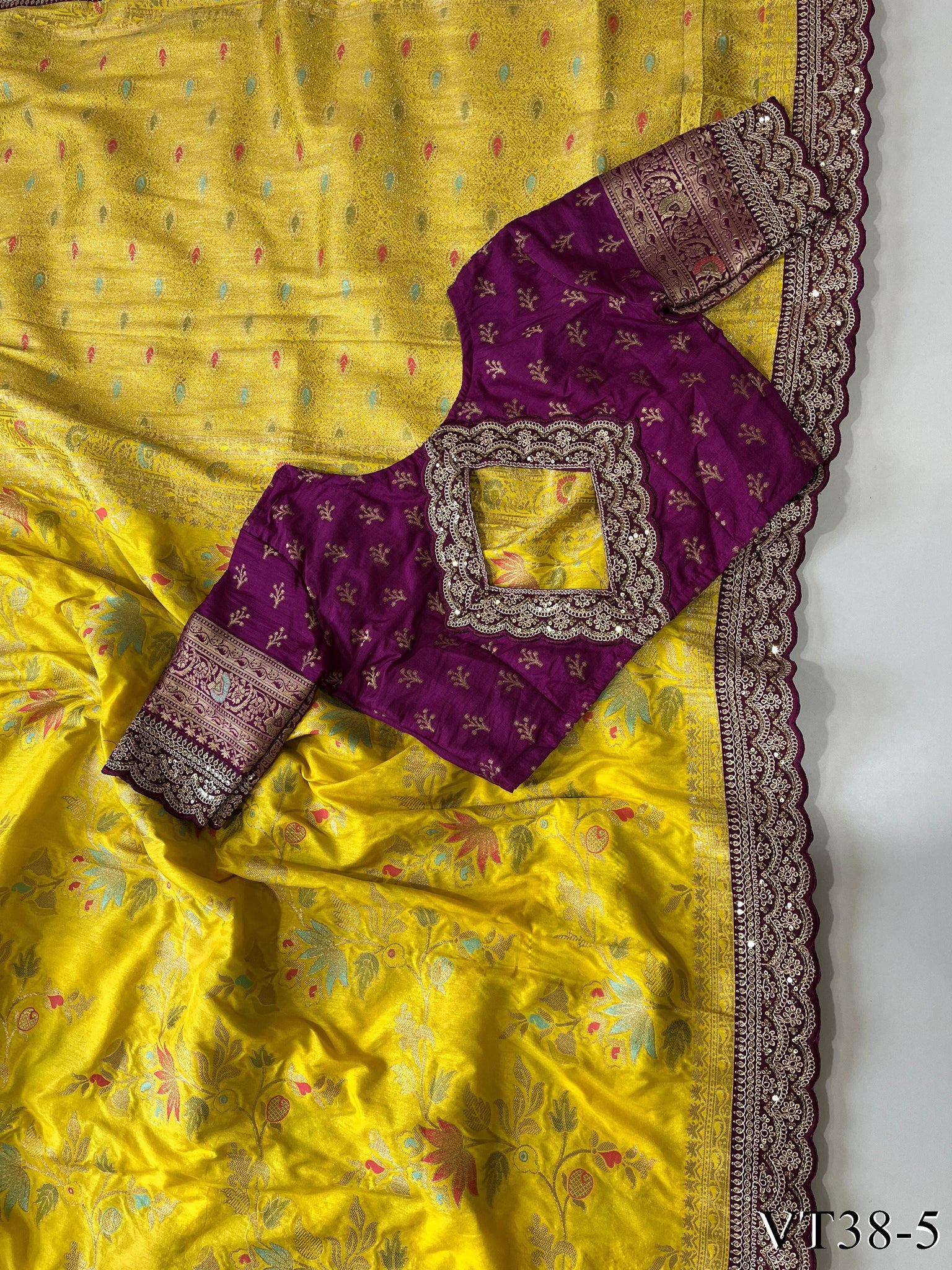 Pure Banarasi with Heavy Weaving Flower design WORK the saree
