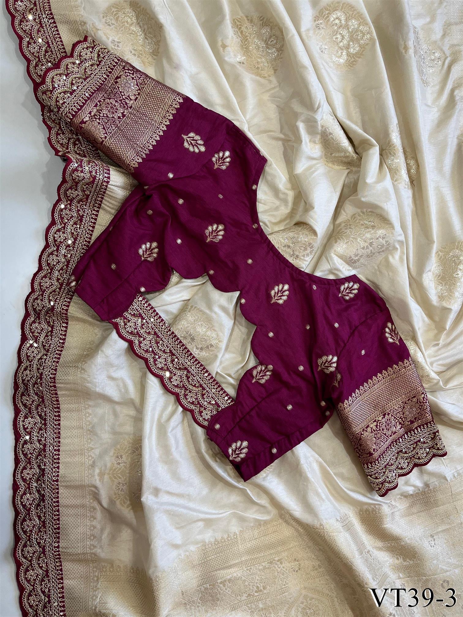 Pure Banarasi Saree With Weaving flower Work Blouse