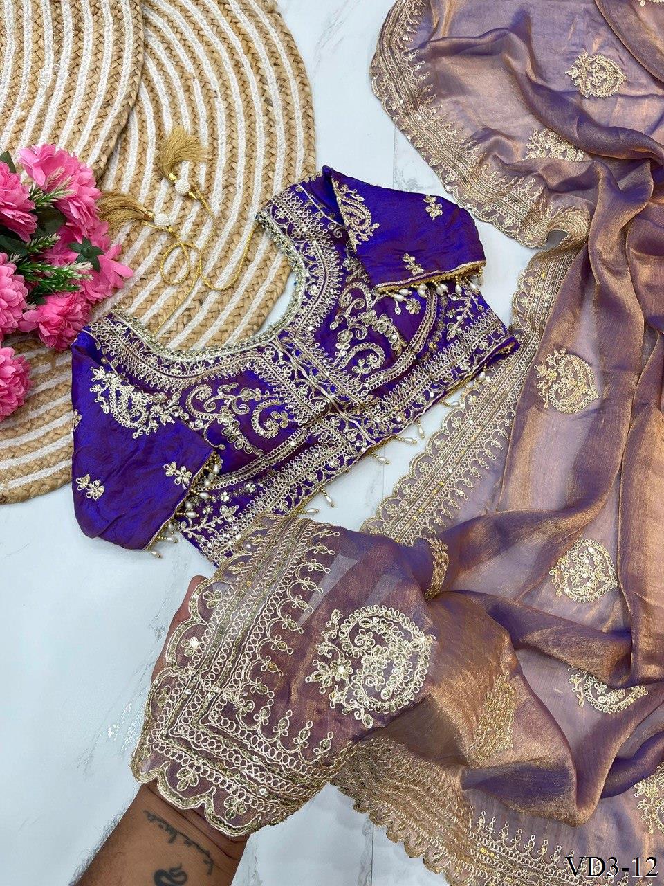 fendy chiffon Saree With Beautiful sequence cording+ embroidery Work