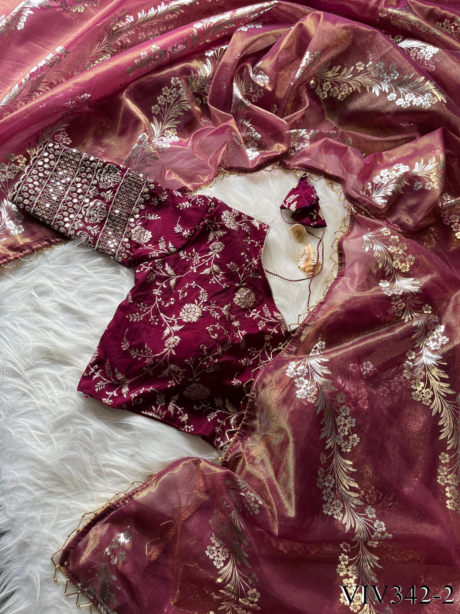 GOLDEN SHADED SOFT GOLD COIN Saree With HAND WORK LACE Work