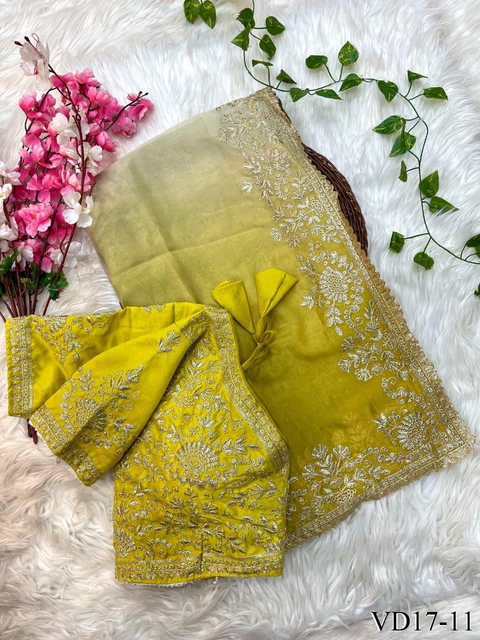 Elegant teby silk Saree With pedding prints nd heavy embroidery work