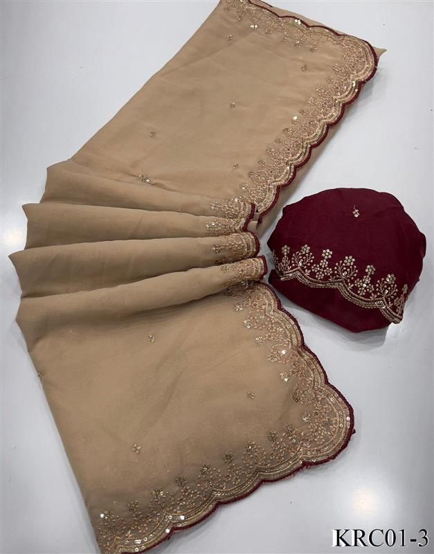 Georgette Saree With Multi Sequence Emrodairy Work