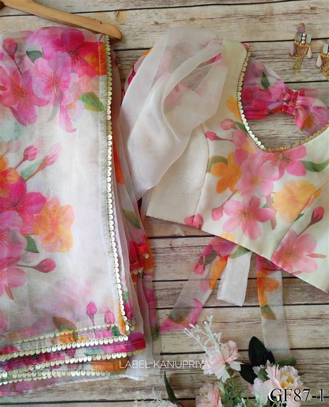 Heavy Organza Saree With loral Digital Print work