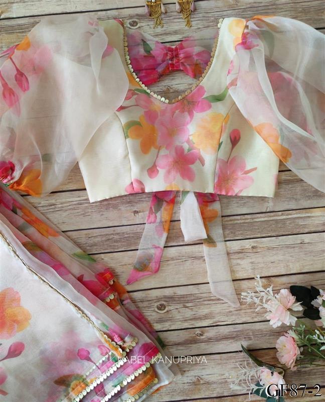Heavy Organza Saree With loral Digital Print work