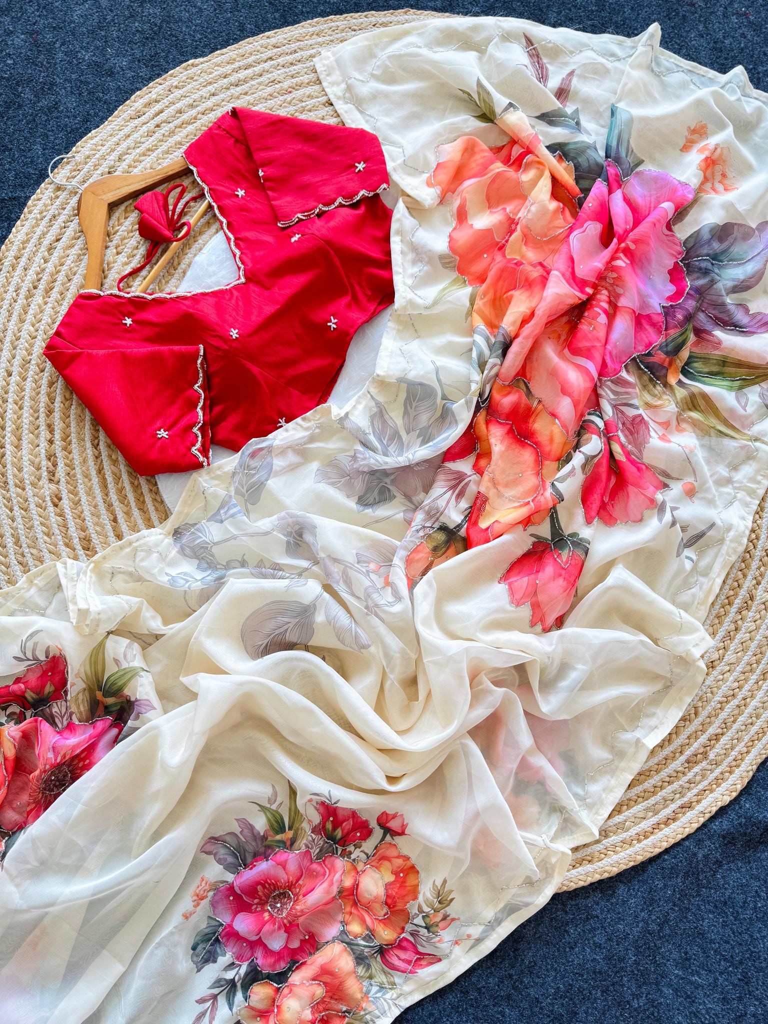 Soft organza With Printed Hand work&nbsp;Stitched Blouse