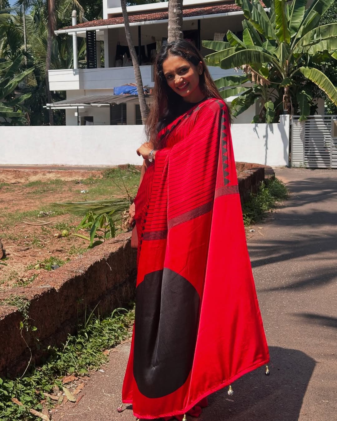 Pure Look Ajrakh silk saree with Print Work on all over the saree