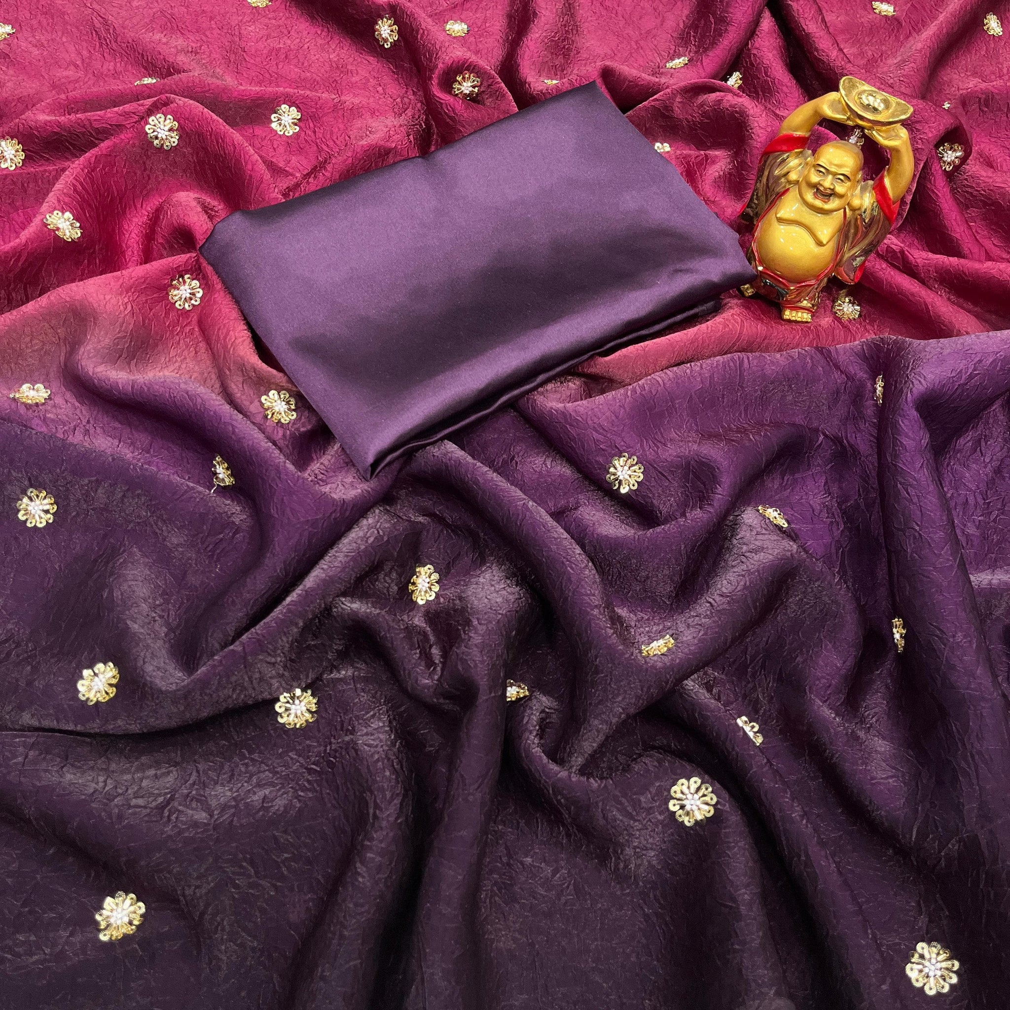 space silk saree with beeds Work on all over the saree
