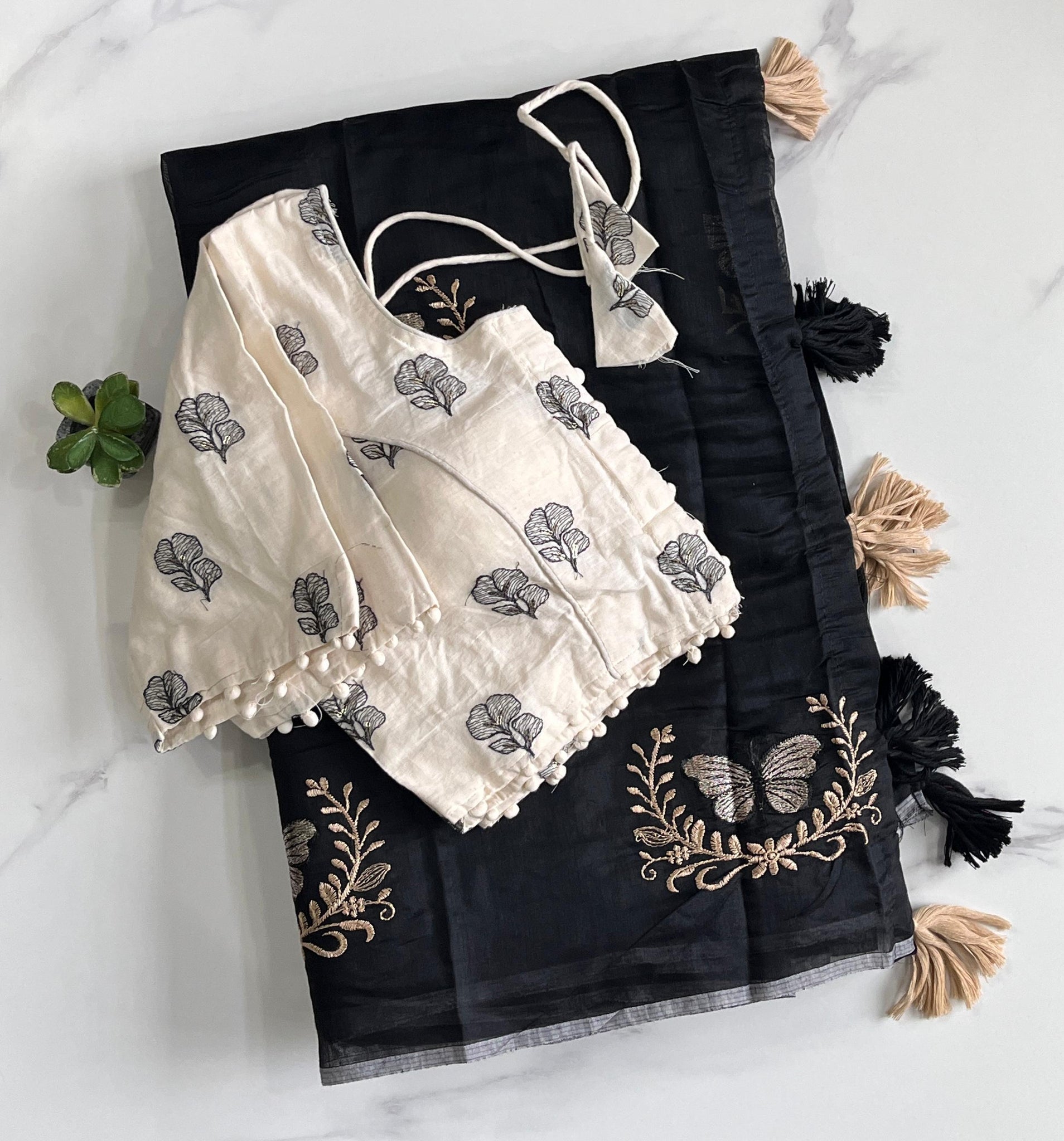 Premium Chanderi saree with Butterfly Work on all over the saree