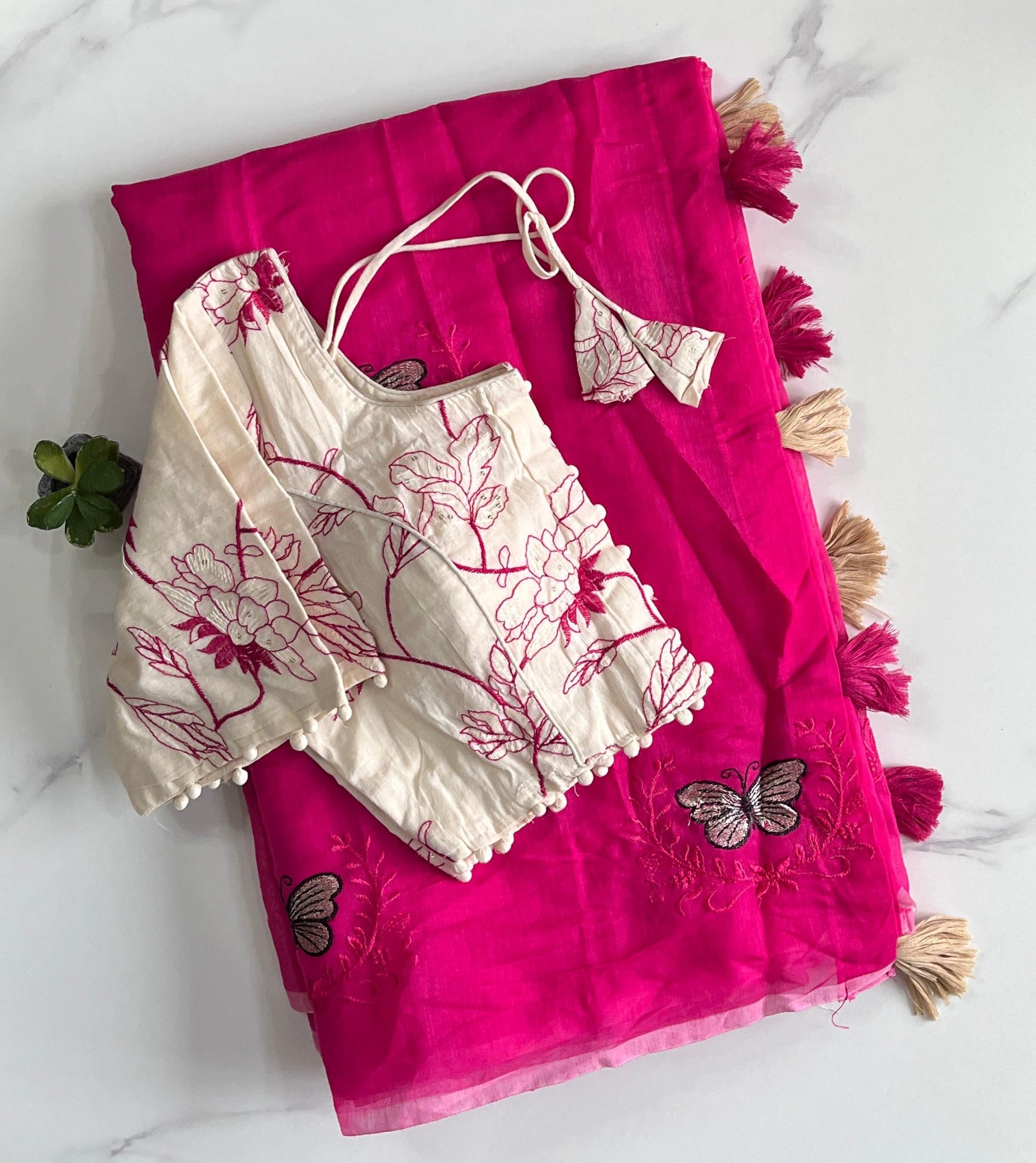 Premium Chanderi saree with Butterfly Work on all over the saree