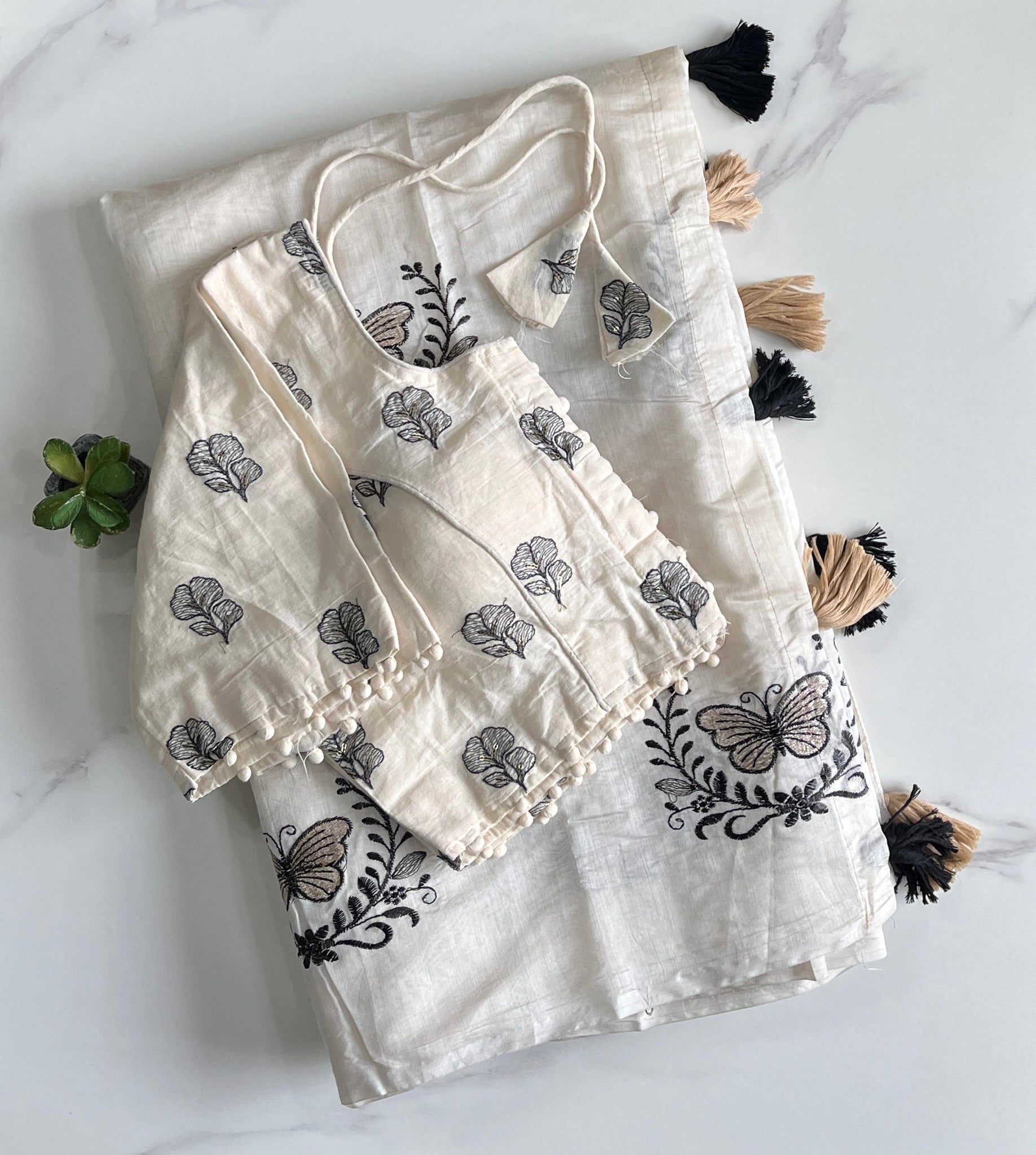 Premium Chanderi saree with Butterfly Work on all over the saree